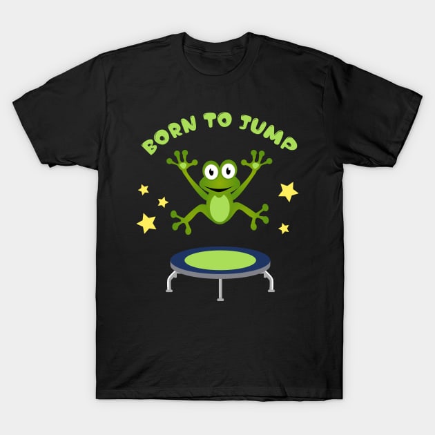 Funny and Cute Kids Birthday Trampoline Frog Design T-Shirt by Riffize